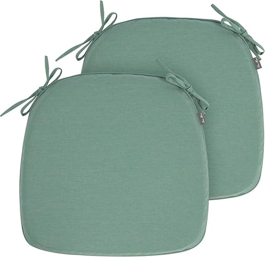 FUNHOME 17"x16"x2" Outdoor Chair Cushions Set of 2, Water Resistant Patio Chair Pads with Ties, Seat Cushions for Home Garden Furniture Decoration-Aqua Leala