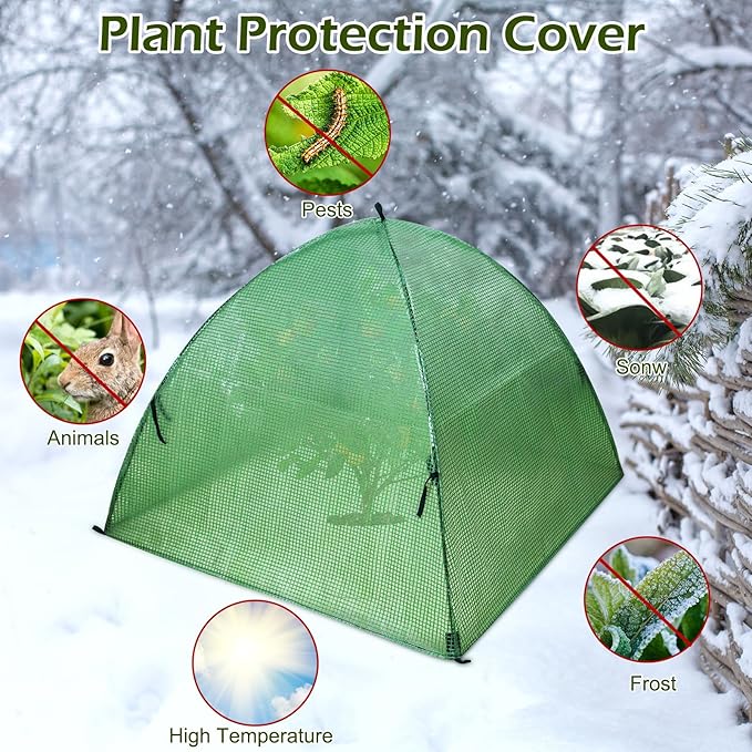 Plant Tent Outdoor Winter Shrub Cover Green Frost Tent Plant Covers Freeze Protection Tent Waterproof Plant Frost Protector, 2PCS 28x28x29Inch