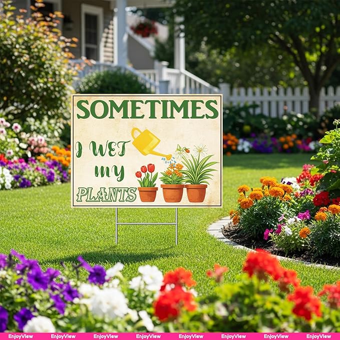 Funny Garden Sign with H Stake 24"x18" Large Vintage Sign for Outside Corrugated Plastic Greenhouse Yard Decor Gardening Gifts for Women 1Pack
