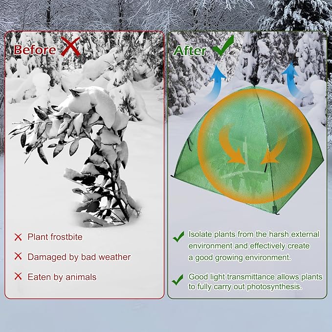 Plant Tent Outdoor Winter Shrub Cover Green Frost Tent Plant Covers Freeze Protection Tent Waterproof Plant Frost Protector, 2PCS 28x28x29Inch