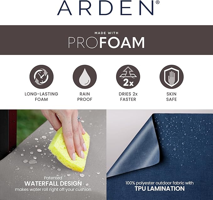 Arden Foam Outdoor Bench Cushion, 48 x 18, Made with ProFoam, Rain-Proof, Fade Resistant, Sapphire Morrison Floral