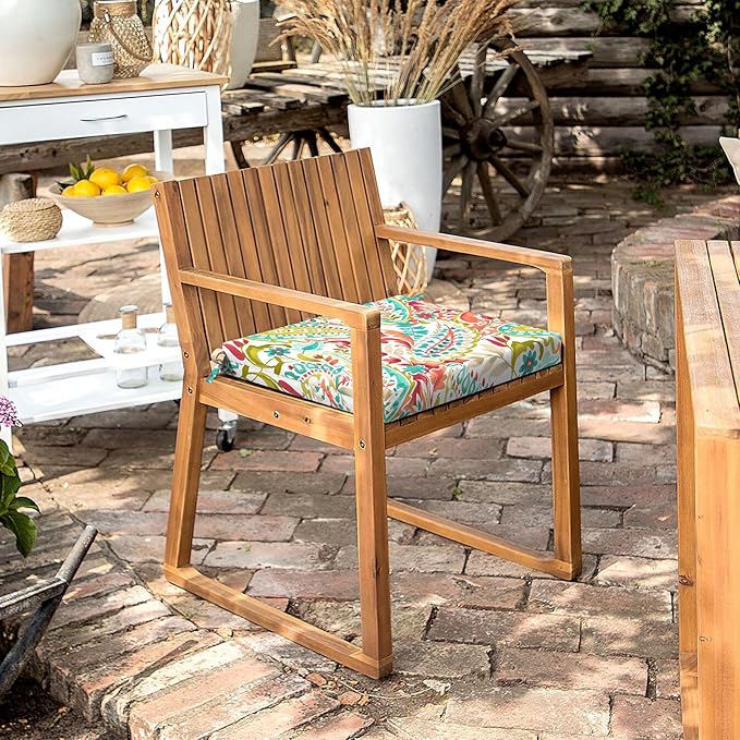 LVTXIII Outdoor Seat Cushions Set of 4 Square Corner Chair Cushions with Ties, Patio Chair Pads for Home Office and Patio Garden Furniture Decoration 18.5"x16"x2", Pretty Paisley