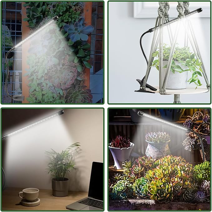 LED Grow Light for Indoor Plants, 20W 6000K Plant Lights for Seedings Succulents, Waterproof Grow Lamp with Timer Auto On/Off 3/9/12H, 9 Dimming