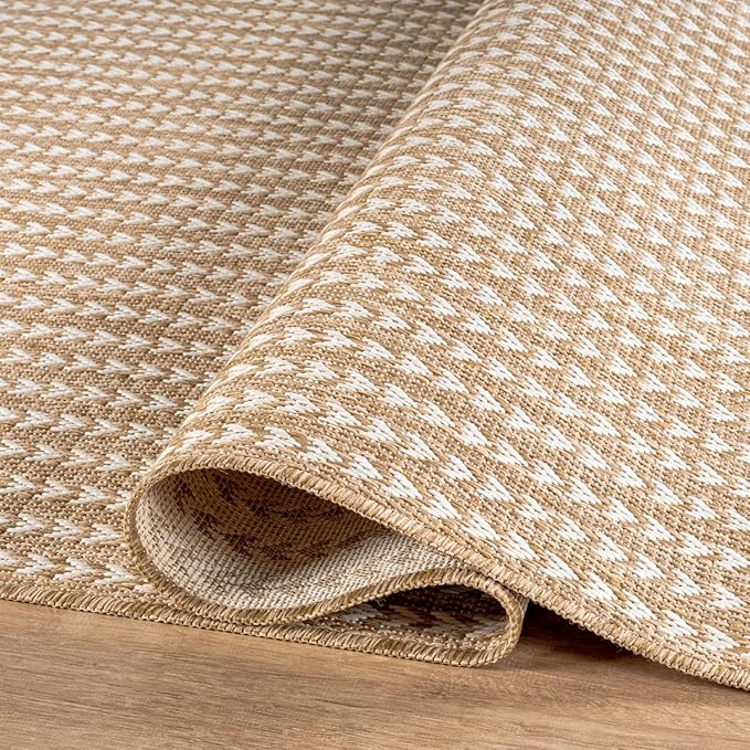 Washable Outdoor Rug 8x10 Modern Area Rugs Outdoor Carpets Striped Pattern Non Shedding Waterproof Easy Clean Patio Deck Porch Living Room Bedroom Garden RV (8 X 10 Natural)