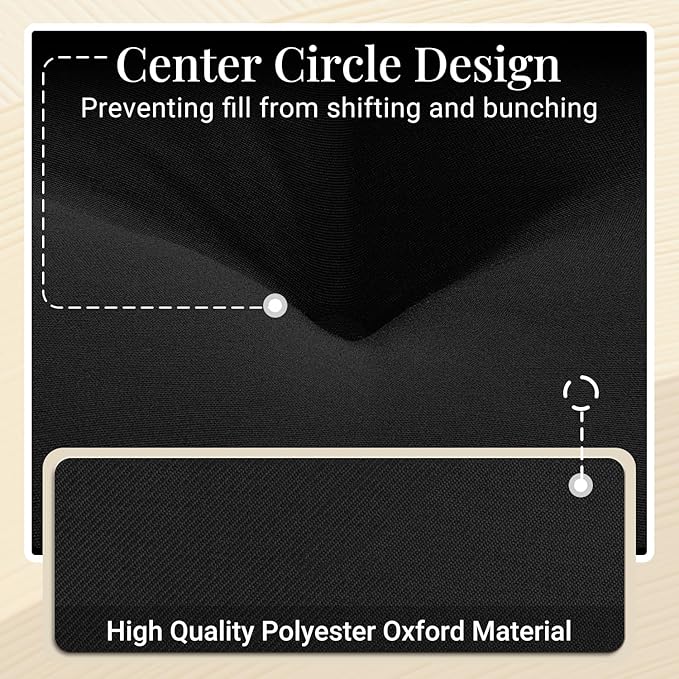 downluxe Bistro Chair Cushions for Patio Furniture, Water-Resistant Round Outdoor Chair Cushions Set of 4 with Non-Slip Ties, 15" x 15", Black