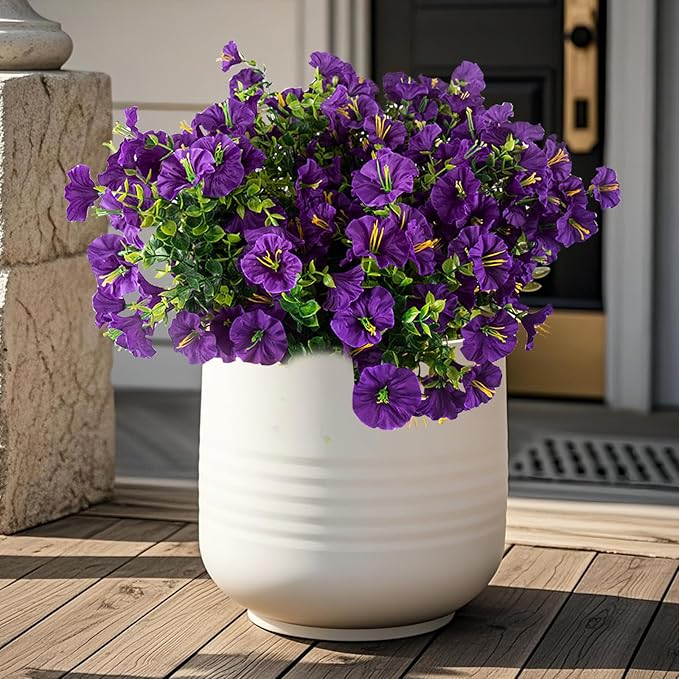 Christmas Artificial Mums 12 Bundles Purple Bulk Fake Flowers Faux Planters Real Touch Stems for Outdoors Fall Silk Flower UV Resistant Urn Filler Front Porch Thanksgiving Decorations for Home Garden