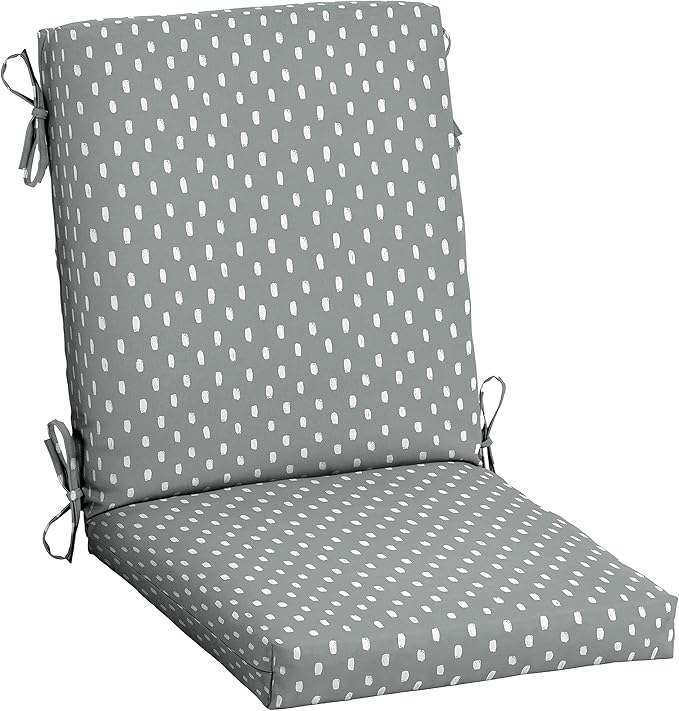 Arden earthFIBER Outdoor Dining Chair Cushion, 20 x 20, Rain-Proof, Fade Resistant, Stone Grey Dot
