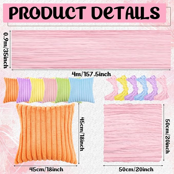 91 x 71 Extra Large Outdoor Boho Picnic Blanket with Pastel Table Runner, 6 Throw Pillow Covers 6 Napkins Woven Cotton Yarn Oversize Beach Blanket Washable Picnic Camp Wedding
