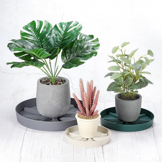 PATIKIL 9 Inch Plant Saucers Tray, 2Pcs Durable Plastic Round Flower Pot Drip Tray Thicker Anti-Rot Root for Indoors Outdoors Home Garden, Green