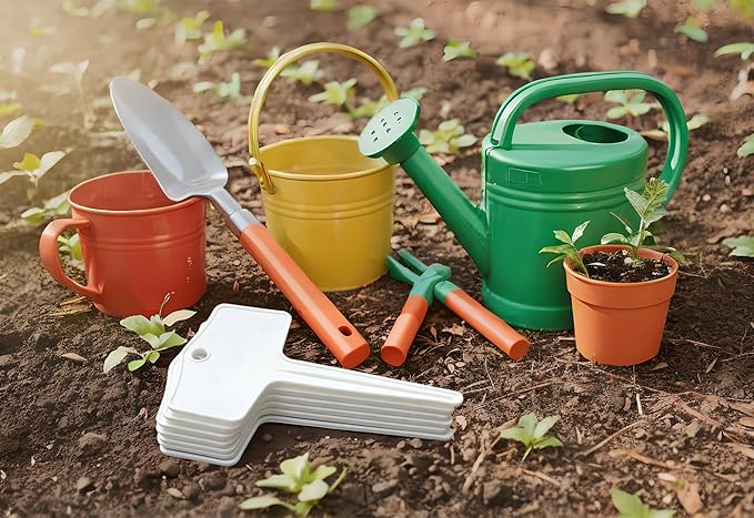 50pcs Plastic Plant T-Type Labels Garden Stake Markers Waterproof Plant Tags for Outdoor (White)