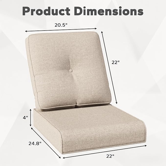 Joyside Outdoor Chair Cushions Set, 22x25/22x24 Inch Patio Furniture Deep Seat Cushions, Water Resistant & Thick Cushion, Outdoor Replacement Cushions for Seat and Sofa