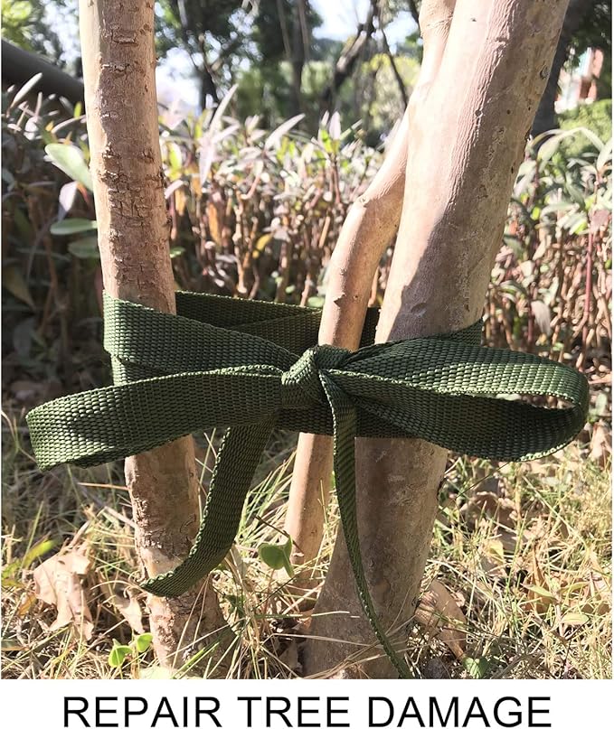 Tree Tie Straps 50 Feet x 3/4 inch Tree Support Straps for Staking and Guying Young Trees Straight and Storm Protection Nylon Plant Tie Rope for Support, Straightening
