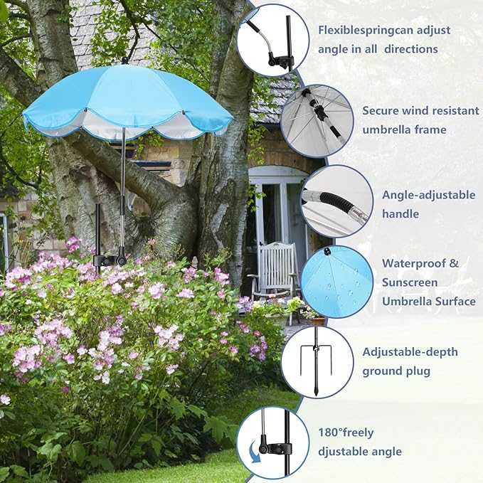 Plant Umbrellas for Outdoor Plant, Wide Dual-Plug Design with 3 Adjustable Angles Plant Umbrella Suitable for Outdoor Plant Trellis Garden Beds Potted Plants
