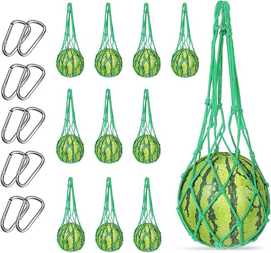 10 Pcs Melon Hammocks Cradles with D Hanging Hooks, for Trellis Heavy Duty Watermelon Nets,Or Growing Cantaloupe, Pumpkin,Honeydew in Vertical Garden (Green)