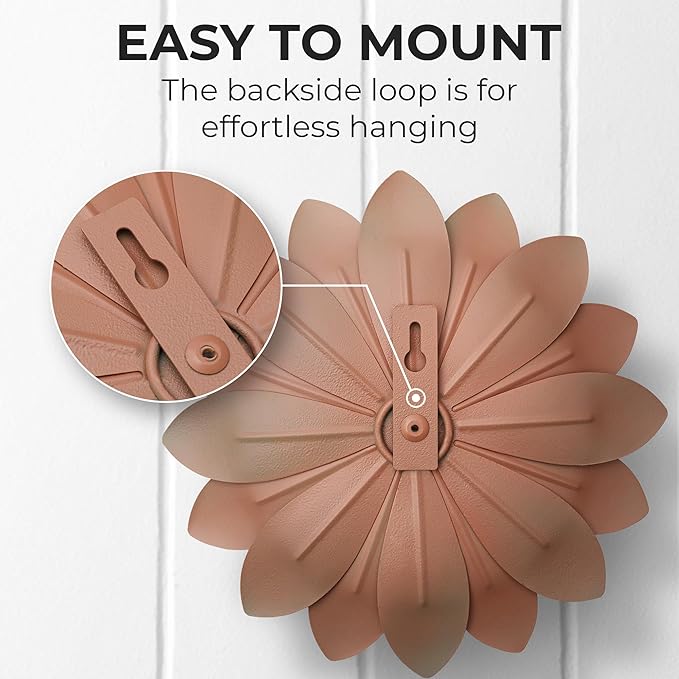 Everydecor Succulent Metal Flowers Wall Decor – Pink, Hand Painted, 3D Flower Art Decoration for Living Room, Bedroom, Kitchen, Bathroom - Floral Decor for Indoor & Outdoor Use