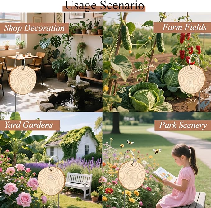 20Pcs Wooden Plant Labels with Marker Pen - Natural Wood Garden Markers, Plant Sign Tags for Flowers, Herbs, Potted Plants - Includes Stainless Steel Stakes & Waterproof Pen