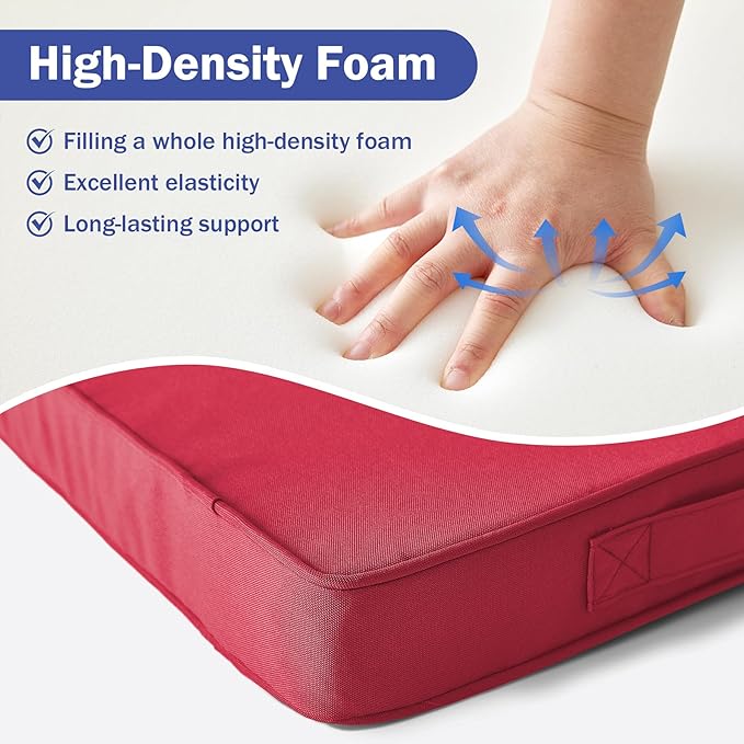 Outdoor Cushions, Outdoor Chair Cushions 19x19x3 Inch, Cushions for Outdoor Furniture with Removable Cover, Waterproof & Fade Resistant Outdoor Seat Cushions for Patio, Lawn, Burgundy