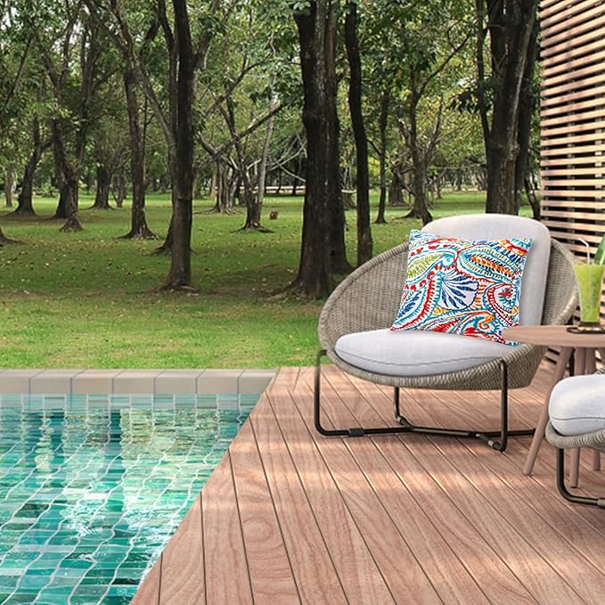 JMGBird Outdoor Throw Pillows Set of 2 - Durable Patio Pillows with Inserts, 18x18 Inch Square Decorative Pillows for Patio Furniture