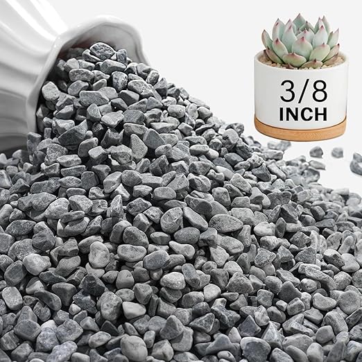 NUPICK 12 lbs Pebbles for Indoor Plants, 3/8 Inch Pea Gravel for Fish Tank, Decorative Rocks for Succulent, Natural River Stones for Vases, Cactus, Landscaping, Bird Bath, Aquarium, Grey