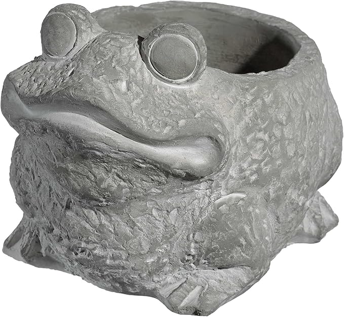 Classic Home and Garden Cement Buddies Animal Planter - Cute Desk Decoration - UV Coated Animal Vase w/Removable Drain Plug - Succulent Planter for Indoor/Outdoor Use (Frog Planter, Natural, Small)