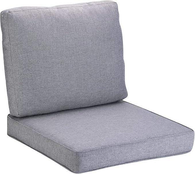 JMGBird Large Outdoor Chair Cushion Set - 22"x22" Tufted Seat & Back Cushions, Grey for Deep Seat Patio Furniture