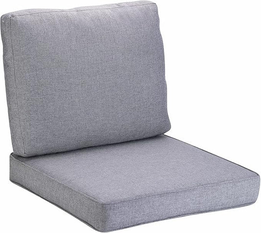 JMGBird Large Outdoor Chair Cushion Set - 22"x22" Tufted Seat & Back Cushions, Grey for Deep Seat Patio Furniture