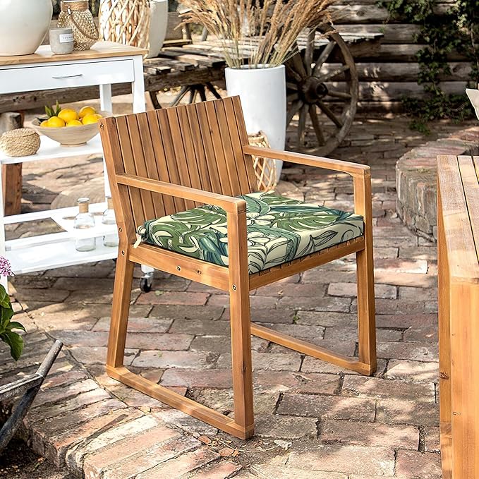 LVTXIII Outdoor Seat Cushions Seasonal Replacement Chair Cushions, Patio Chair Pads with Ties for Dining Chairs and Garden Furniture, Square Back, 18.5"x16"x2", 4 Pack, Tropical Paradise