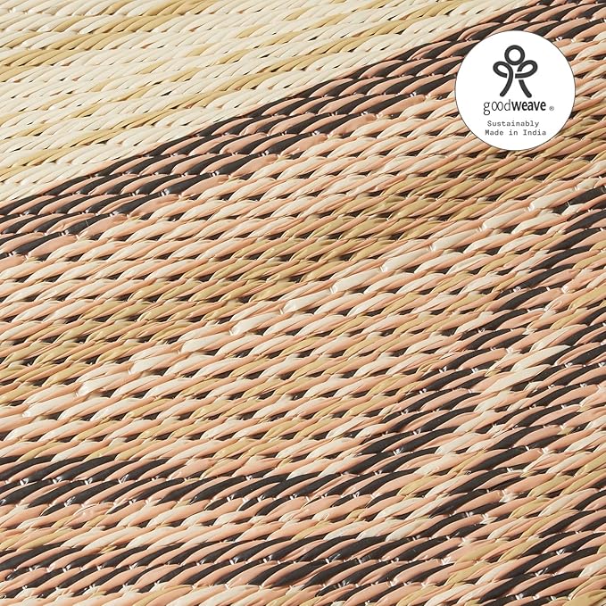 Fab Habitat Outdoor Rug - Waterproof, Fade Resistant, Crease-Free - Premium Recycled Plastic - Tribal Boho - Porch, Deck, Balcony, Mudroom, Laundry Room, Patio - Lagos - Sand & Coral - 3 x 5 ft