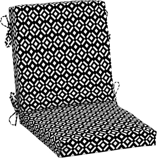Arden Outdoor Dining Chair Cushion, 20 in x 20 in, Patio Cushion for Patio, Dining, or Rocking Chairs, Black Demi Tile