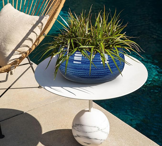 Hollyone Blue Ceramic Planters 6.4 Inch Modern Glaze Pots for Succulent Plants Round Flower Plant Garden Pots Modern Planters Flowers Pots for Indoor Outdoor Snake Plants