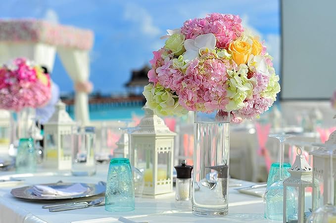 WGV Cylinder Vase Bulk, Width 6", Height 16", Clear Glass Container Terrarium Candle Holder for Wedding Centerpiece, Party Event, Home Office Decor, 6 Pieces