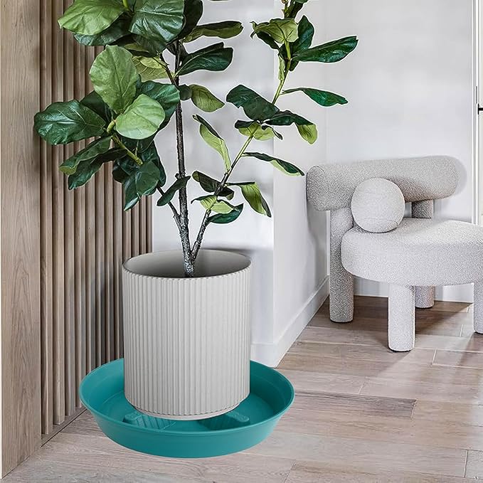 4 Pack Plant Saucer 12 inch, 8 10 14 17 inch, Plant Stand Plastic Plant Saucers for Indoors Outdoor, Heavy Duty Flower Saucers for Potted Plants, Pot Saucers for Plants, Grow Bags Saucers