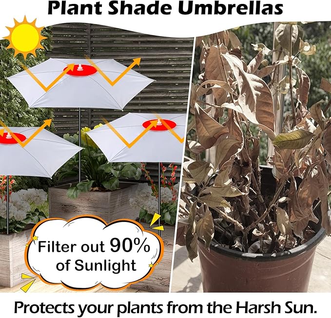 3 Pack Plant Umbrellas for Outdoor Plants, 27 inch, 90% Sunlight-Blocking Garden Umbrella Shade for Potted Plants and Garden Beds, Garden Plant Sunshade Cloth for flower, Sun Shade for Plants