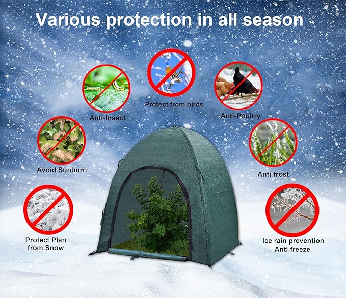 Winter Plant Covers for Snow and Ice Protection Shrub Cover Freeze Protection Plant Tent Protect Outdoor Plant and Potted Plant from Snow Frost Sun and Animal with Zipper Door 22*22*22 (2Packs)