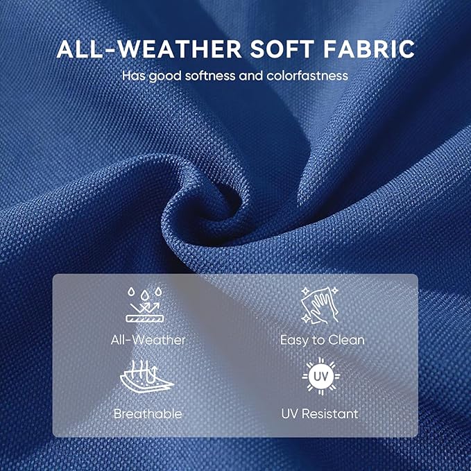 Patio Chair Cushions 4 Packs - Outside High Back Thick Water-Resistant Cushion 22x24 with Zipper Cover for Outdoor Glider Rocking Chairs Loveseat Couch – Blue/Regular