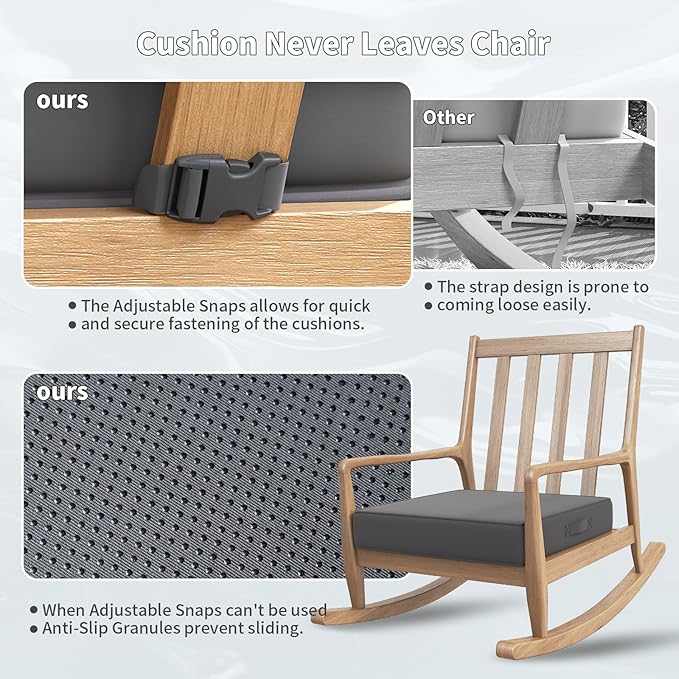 UDPATIO Outdoor Cushions for Patio Furniture, 24 x 24 Outdoor Deep Seat Cushions with Waterproof Fade Resistant, Adjustable Snaps, Removable Cover and Handle, Grey