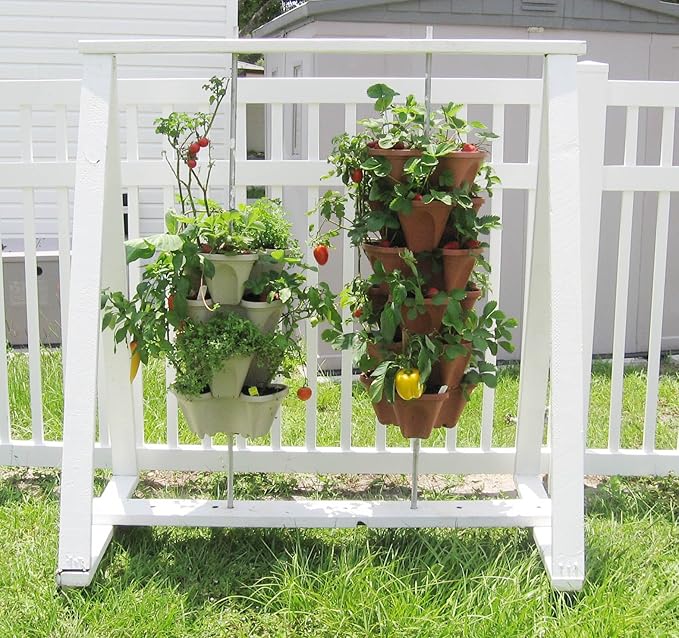 3 Tier Stacking Planter-Flower, Herb, Stackable Garden, Vegetable-Self-Watering-Indoor/Outdoor (Terracotta)