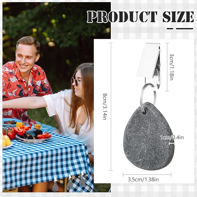 12 Pcs Tablecloth Weights Pendant Teardrop Shape Table Cover Weights with Metal Clips for Outdoor Picnic Garden Patio Party Camping Dinner Table Cover Decoration (Gray)