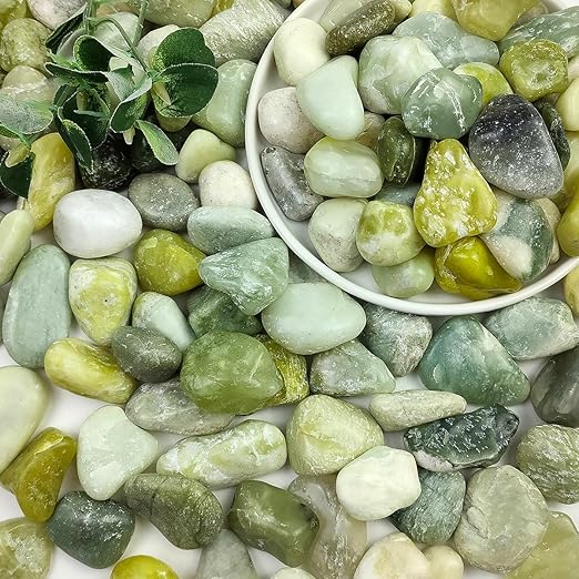 5LB Succulent Jade Pebbles for Indoor Plants, 0.7-1.2 Inch Natural Polished Stones,Decorative River Rocks for Succulent, Vase, Flowerpot, Landscaping, Outdoor Garden and Planters