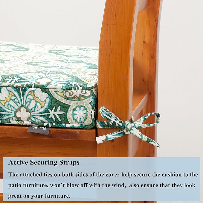 FUNHOME Patio Chair Cushions 18 x 18 x 2.5 Inch,Water-Resistant Outdoor Seat Cushions for Patio Furniture 2 Pack, Sqaure Chair Pads for Wicker Chair Seat, Green Medal