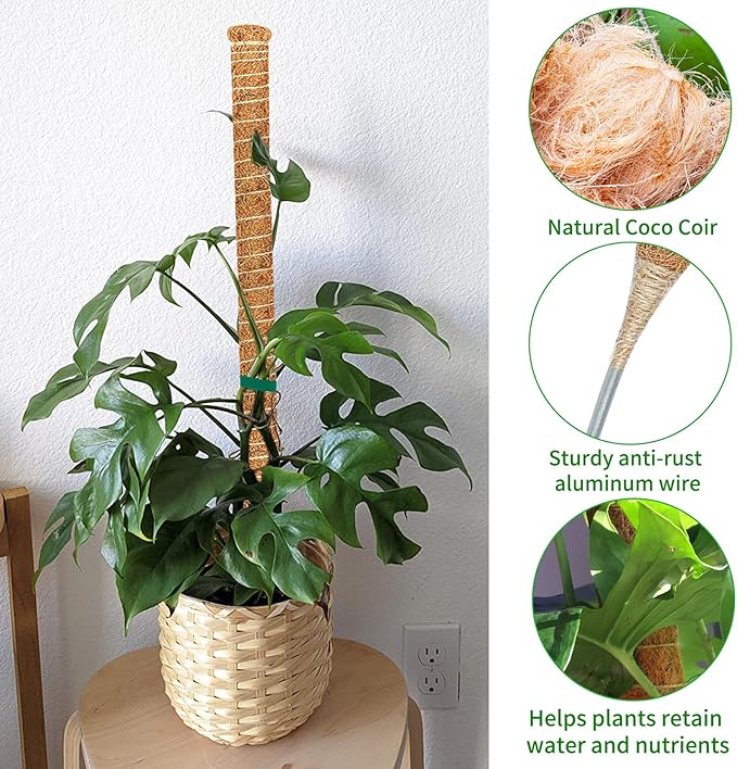 4 Pack Moss Pole, 35.4-Inch Moss Poles for Plants Monstera,Bendable Plant Support Stakes for Climbing Plants Indoor, Garden Trellis Plant Stick for Potted Plants, Pothos Philodendron