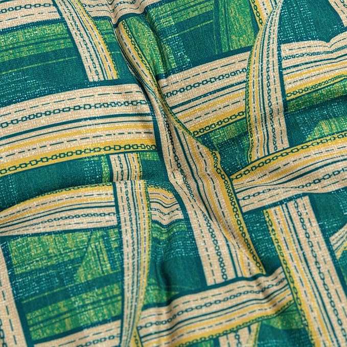 2-Pack Outdoor/Indoor Wicker Patio Seat Cushion Pad with Ties - Dining Chair Cushion, 17" x 17" (Green Plaid)
