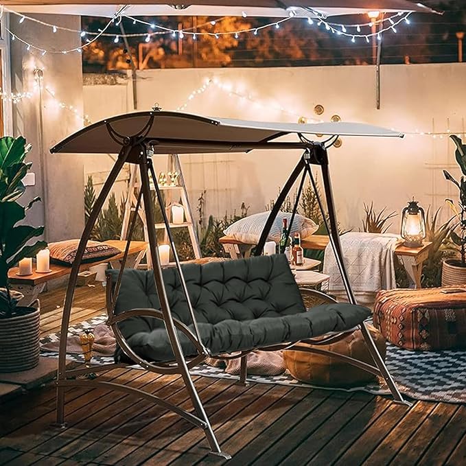 2-3 Seat Swing Replacement Cushion, Outdoor Bench Cushions with Backrest Thicken 4", Patio Furniture Garden Porch Loveseat Glider Pad Anti-Fading Waterproof (Dark Grey, 40x70in)