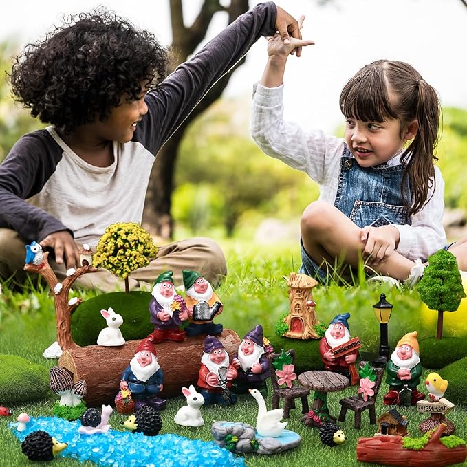 82 Pcs Fairy Garden Accessories Set Miniature Gnome Resin Figures Fairy Garden Decor Terrarium Decorations DIY Mini Landscape Ornaments
