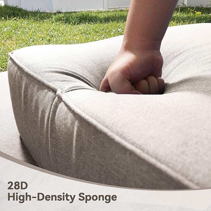 6" Thick Outdoor Cushions 24x24x6, 5-Set Deep Seat Patio Cushions with Removable Cover, Waterproof & Fade Resistant Replacement for Wicker Chair, Loveseat, Sofa - Beige