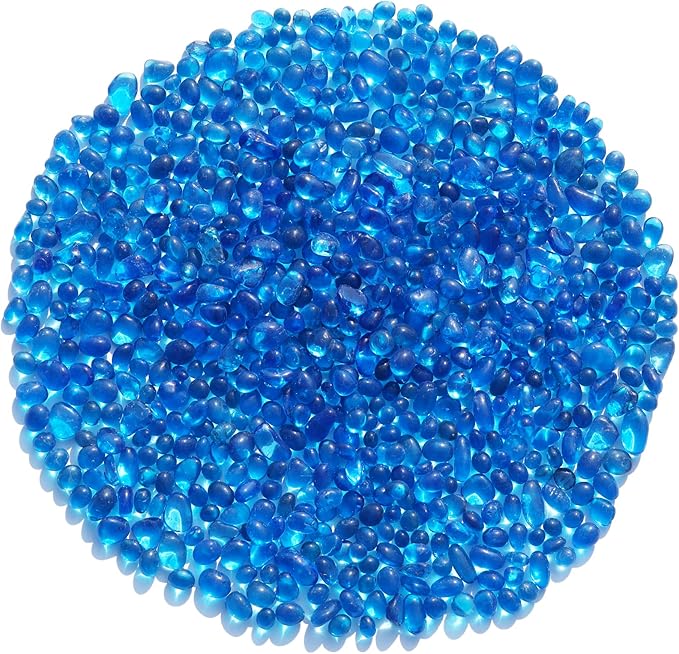 Sea Glass Stones - Sea Blue Clear Glass Pebbles Gemstones - Perfect for Aquarium Rocks, Fish Tank Gravel, Vase Fillers, DIY Crafts, and Home Decor (0.9LB/14oz)