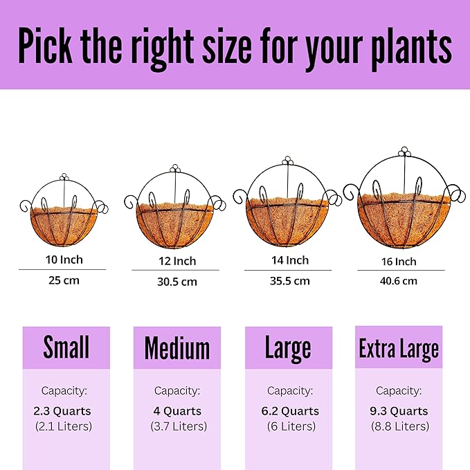 ShopLaLa Wall Planters Outdoor Plants (10 Inch, 10 Pack) Balcony Planters Railing Hanging Fence Planter Over Railing Planters Coco Liner, Wall Mounted Flower Basket Metal Wire Deck Porch Patio Garden