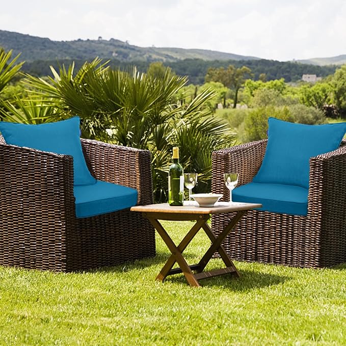 Deep Seat Cushions, Outdoor Cushions, Patio Furniture Cushions, Deep Seat & Back Cushion Patio Cushions for Backyard Couch Sofa Fade Resistant (22x24x4 inches 4 Sets, Solid Indigo Blue)