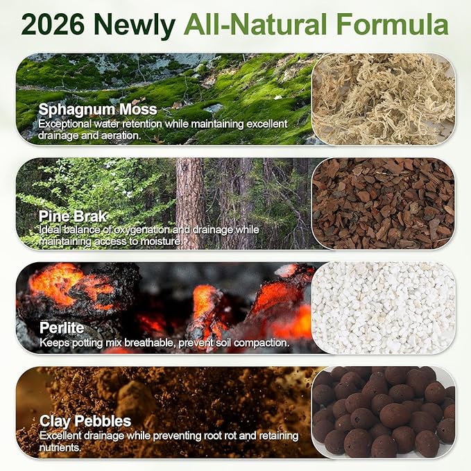 Orchid Bark Potting Mix 18 Quart, Mix Pine Bark, Organic Perlite, Sphagnum Moss and Leca Clay Pebbles for Plants, Orchid Fertilizer Garden Soil for Root Development