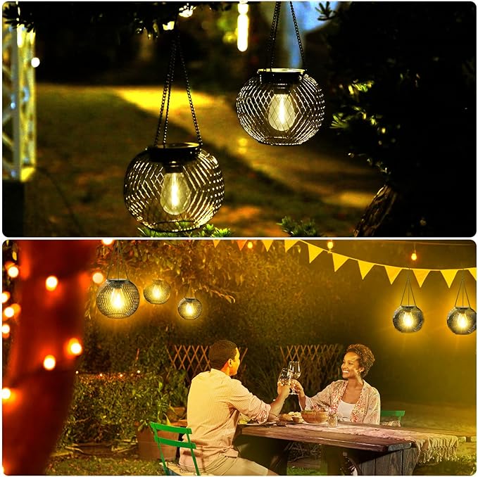 Solar Lantern Outdoor Waterproof, KagoLing Upgraded Hanging Solar Lights Outdoor Garden Decorations Lighting Solar Powered Waterproof Tree Lantern for Garden Yard Patio Pathway